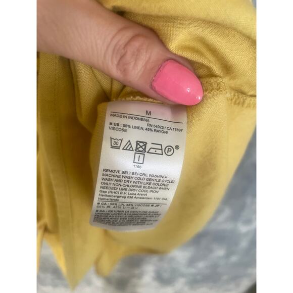NWT Banana Republic Linen Dress Yellow M Casual Minimalist Beach Coastal Preppy - Picture 9 of 12